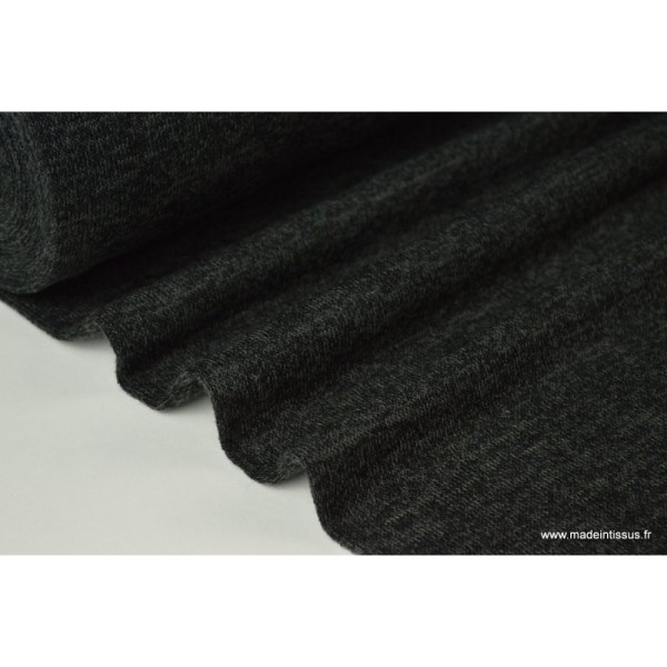 Tissu Maille tricoté noir polyester elasthanne  .x1m - Photo n°1
