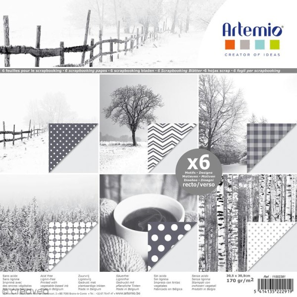 Papier scrapbooking Artemio - Images d'hiver - 30,5 x 30,5 cm - 6 feuilles - Photo n°1