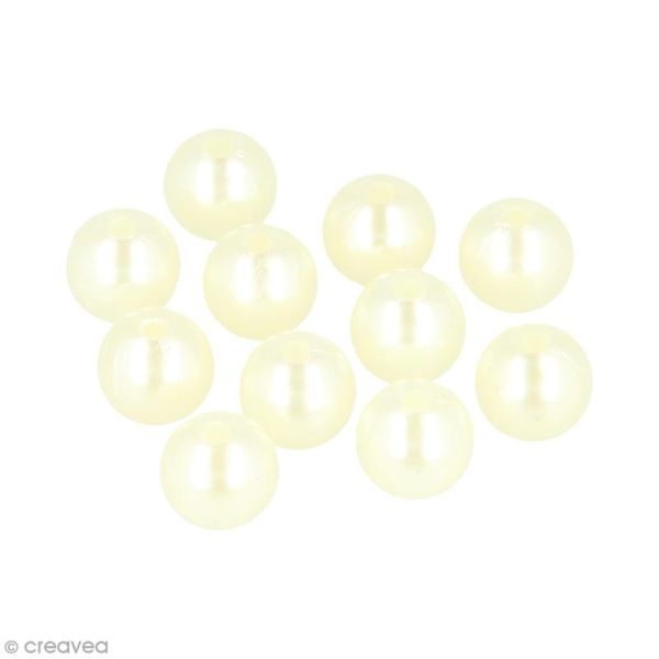 Perles rondes 14 mm - Ivoire - 28 pcs environ - Photo n°1