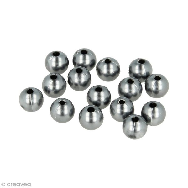 Perles rondes 14 mm - Chrome Argenté - 28 pcs environ - Photo n°1