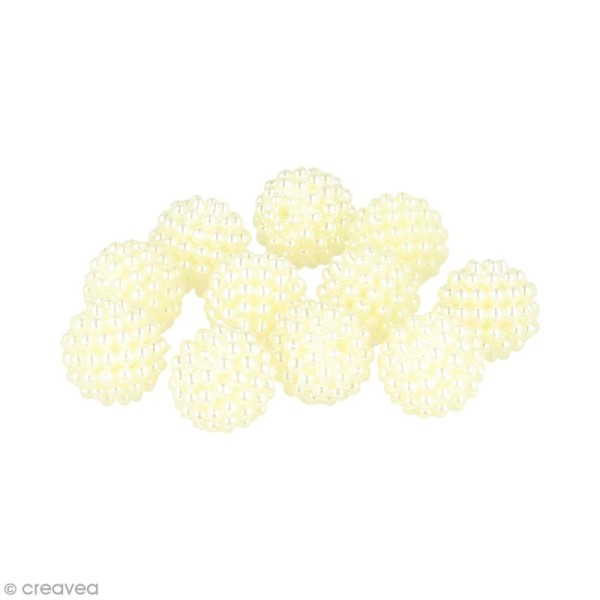 Perles forme framboise 14 mm - Ivoire - 21 pcs environ - Photo n°1