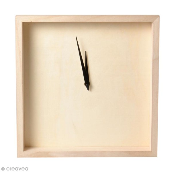 Horloge cadre en bois à décorer - 33 x 33 x 4 cm - Photo n°1