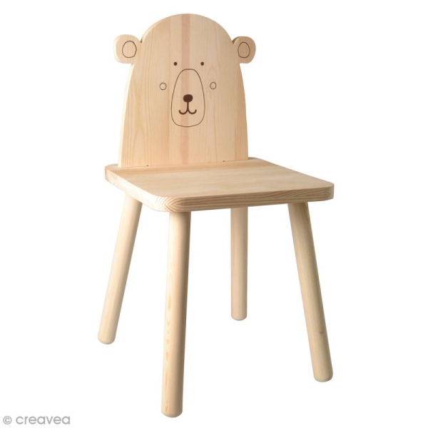 Chaise pour enfant à construire et décorer - Ours adorable - 29 x 57 cm - Photo n°1