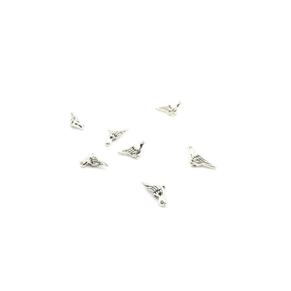 20 Perles oiseaux en métal argenté - 6 mm - Photo n°1
