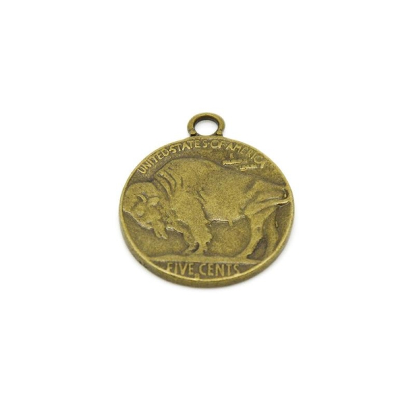 Pendentif médaille ronde amérindien métal bronze - 40 mm - Photo n°2