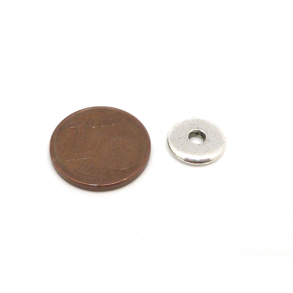 10 Perles Argente Rondelle Lisse 10mm En Metal Argente - Photo n°3