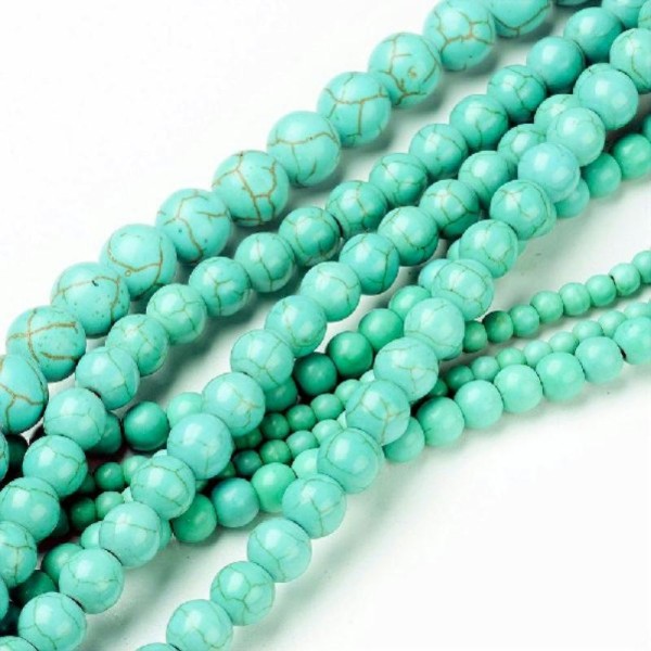 38 Perles turquoise 4 millimètres -trou 1mm - pierre dure synthétique - Photo n°2