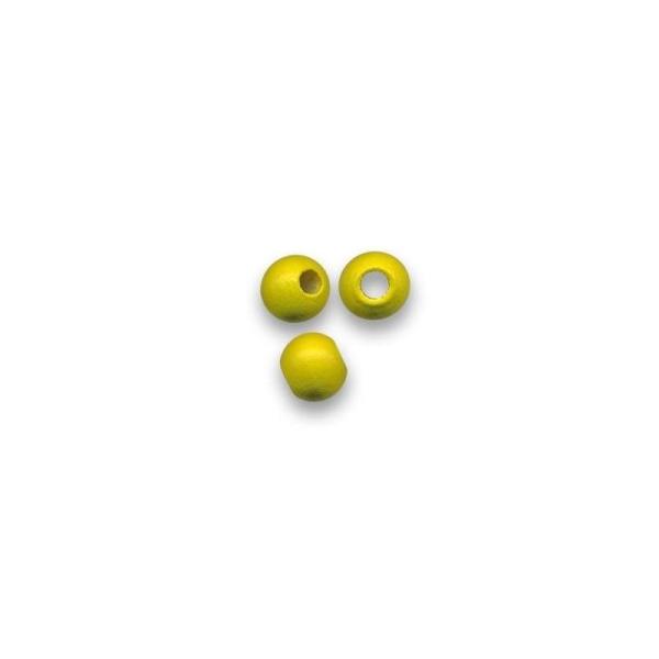Perle en bois ronde brut 8/10 mm jaune x10 - Photo n°1
