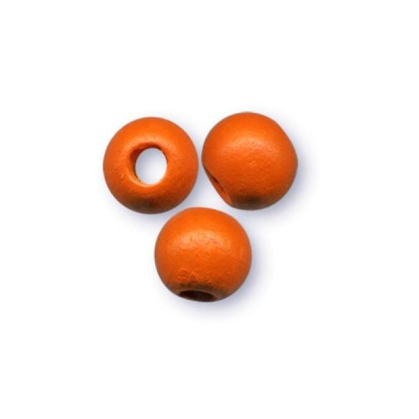 Lot de 50 perles rondes en bois 10 mm orange - Photo n°1