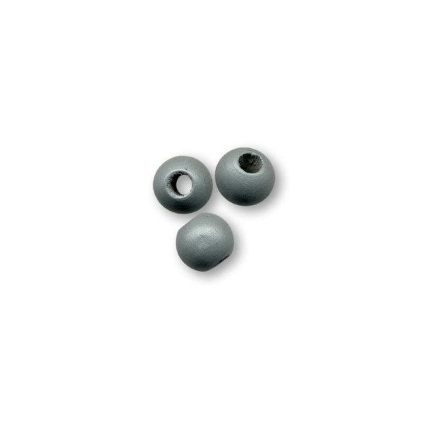 Perle en bois ronde brut 10 mm gris x10 - Photo n°1