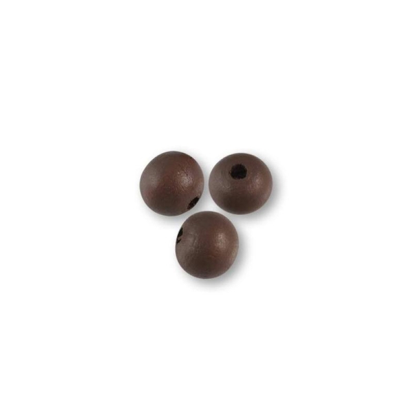 Perle en bois ronde brut 8 - 10 mm chocolat x10 - Photo n°1