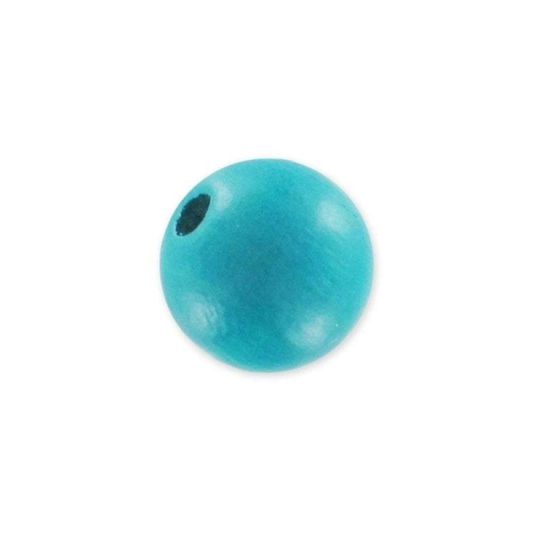 Perle en bois ronde 6 mm traité turquoise vif x10 - Photo n°1
