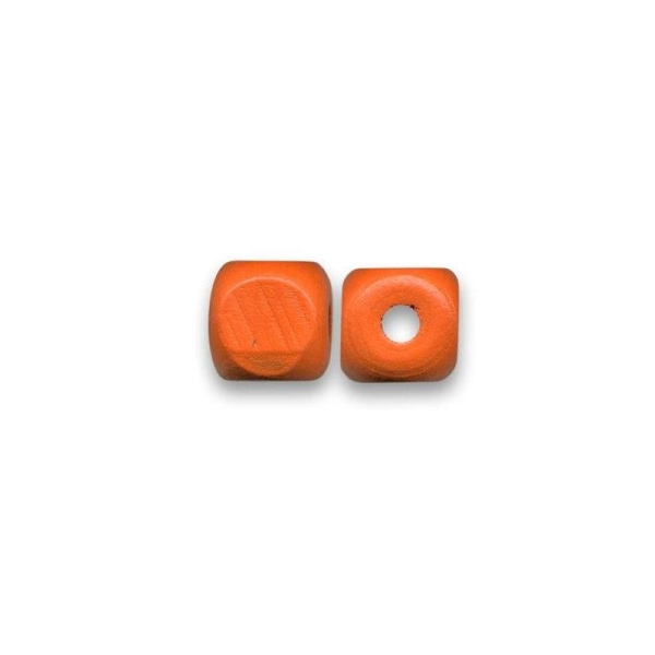 Perle en bois cube brut 12 mm orange x10 - Photo n°1