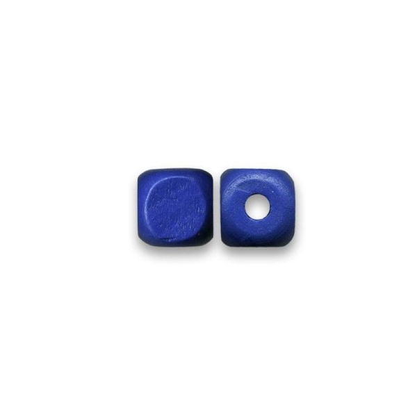 Perle en bois cube brut 12 mm bleu marine x10 - Photo n°1