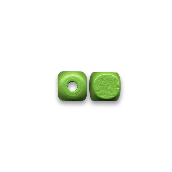 Perle en bois cube brut 12 mm vert pomme x10 - Photo n°1