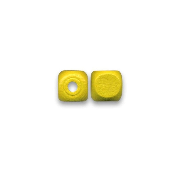 Perle en bois cube brut 12 mm jaune x10 - Photo n°1