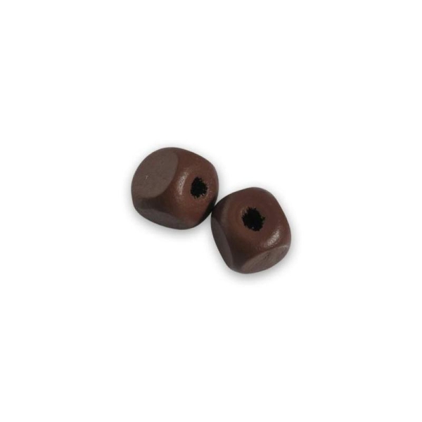 Perle en bois cube brut 12 mm chocolat x10 - Photo n°1
