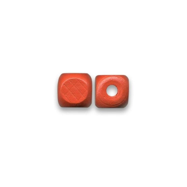 Perle en bois cube brut 12 mm rouge x10 - Photo n°1