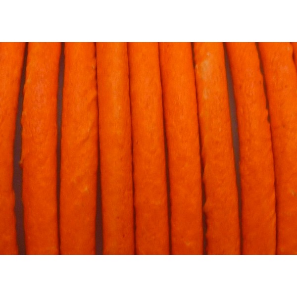 50cm De Cordon Cuir 2,5mm De Couleur Orange Fluo - Cuir - Photo n°3