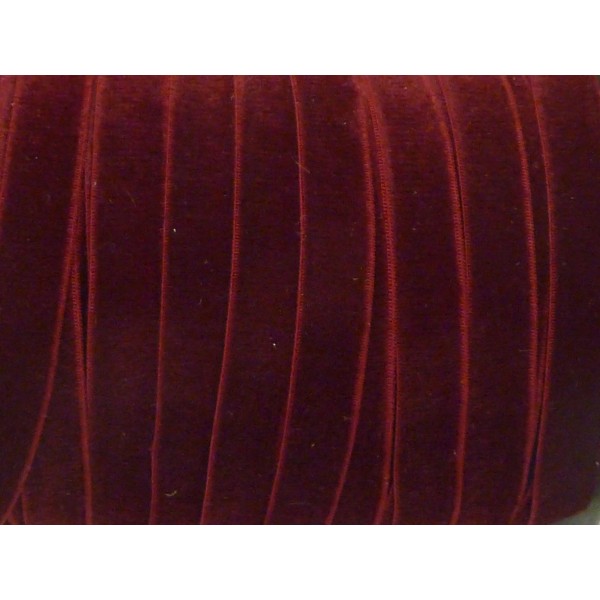 1m Ruban Velours Élastique Plat Largeur 10mm Rouge Bordeaux - Photo n°2
