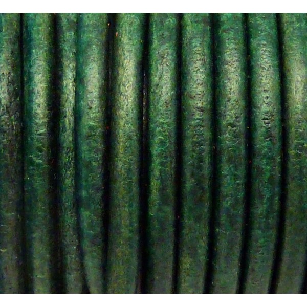 20cm De Cordon Cuir Rond 4,6mm De Couleur Vert Bouteille - Photo n°2