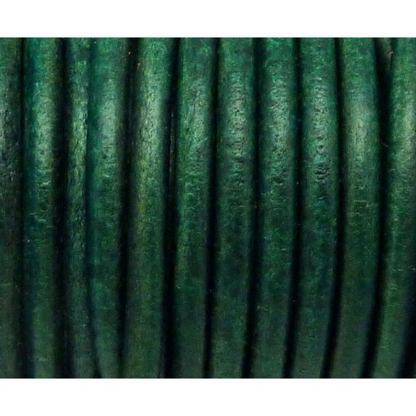 20cm De Cordon Cuir Rond 4,6mm De Couleur Vert Bouteille - Photo n°1