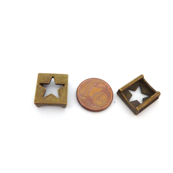 10 Perles Passant Étoile En Métal Bronze Pour Lanière De 12mm - Photo n°3