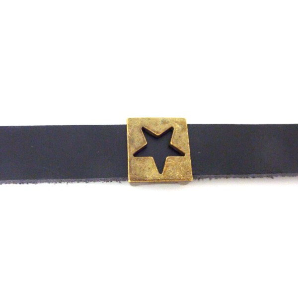 10 Perles Passant Étoile En Métal Bronze Pour Lanière De 12mm - Photo n°4
