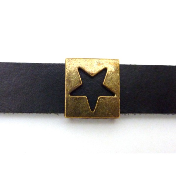 10 Perles Passant Étoile En Métal Bronze Pour Lanière De 12mm - Photo n°5