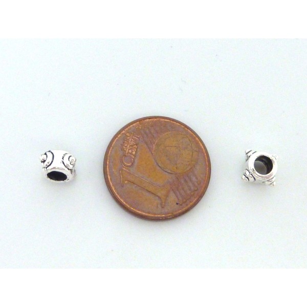 100 Perles Tube Fine Gravé 5,3mm En Métal Argenté - Photo n°3