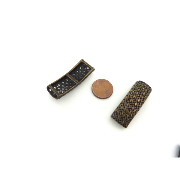 Perle Passant Rectangle Filigrane 37mm En Métal De Couleur Bronze - Photo n°3