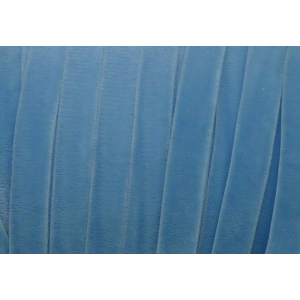 1m Ruban Velours Élastique Plat Largeur 10mm Bleu Ciel - Photo n°1
