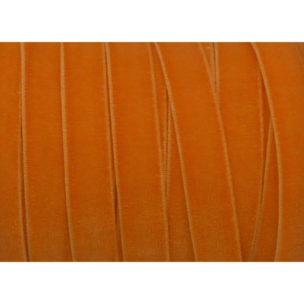 1m Ruban Velours Élastique Plat Largeur 10mm Orange - Photo n°1
