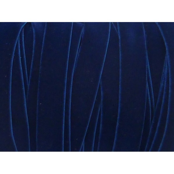 R-1m Ruban Velours Élastique Plat Largeur 10mm Bleu Marine Bleu Roi Foncé - Photo n°1