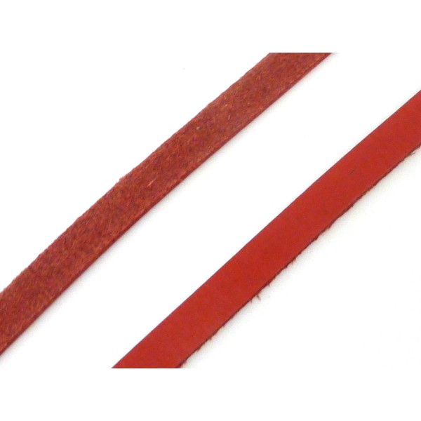 R-1m Cuir Plat Largeur 5mm De Couleur Rouge - Cuir Veritable - Photo n°2