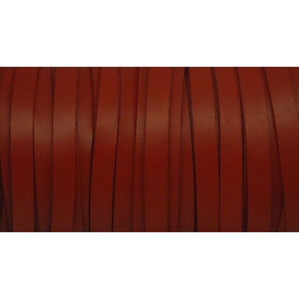 R-1m Cuir Plat Largeur 5mm De Couleur Rouge - Cuir Veritable - Photo n°1