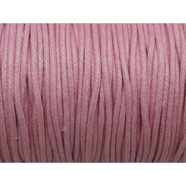 5m Cordon Coton Ciré 2mm Rose Pâle, Rose Layette - Photo n°1