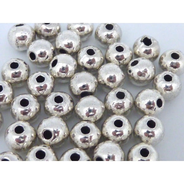 R-20 Perles Ronde En Métal Argenté 6mm Pour Cordon 1,5mm - Photo n°1
