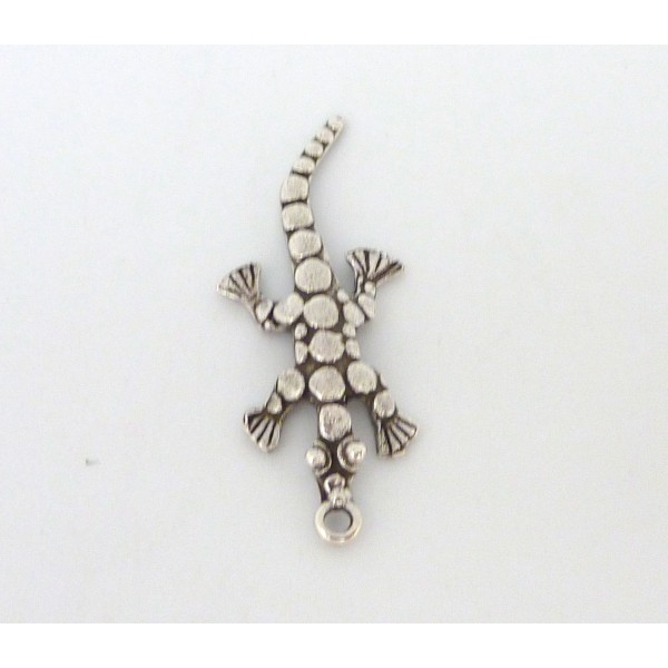 Breloque Salamandre, Gecko, Lézard En Métal Argenté - Photo n°1