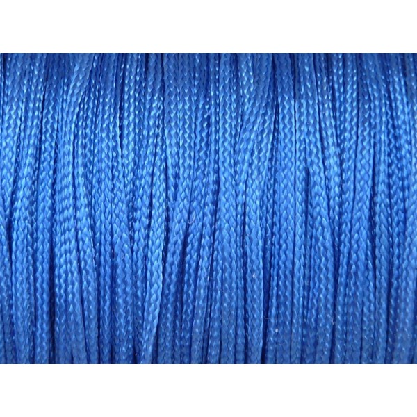 20m Fil, Cordon Nylon Tressé Plat Bleu Méthylène 1mm Brillant, Satiné - Photo n°1