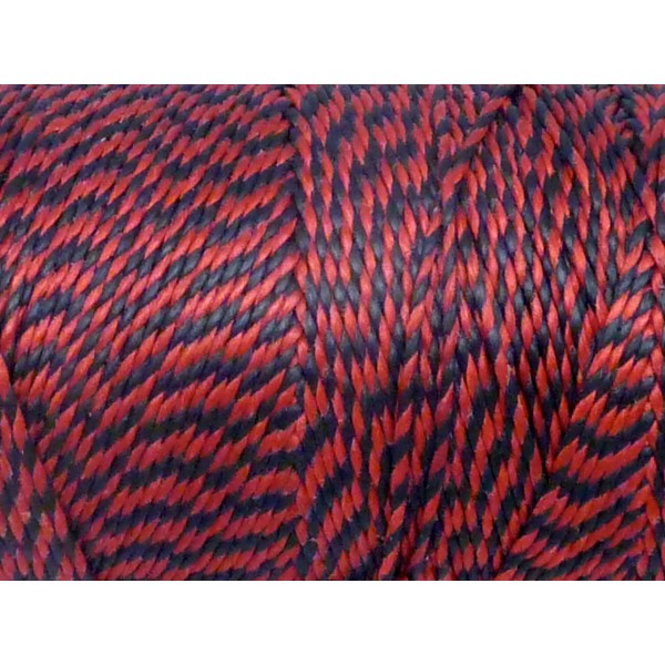 5m Fil Polyester Ciré 0,8mm Bicolore Noir Et Rouge - Photo n°1