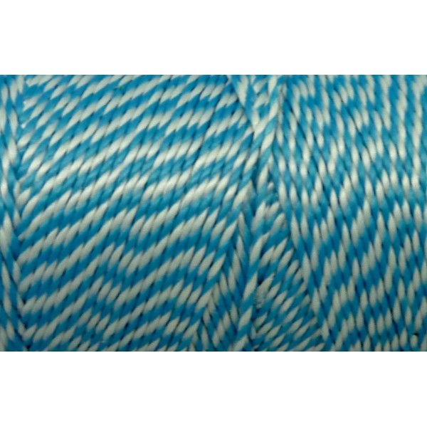 5m Fil Polyester Ciré 0,8mm Bicolore Bleu Et Blanc - Photo n°1