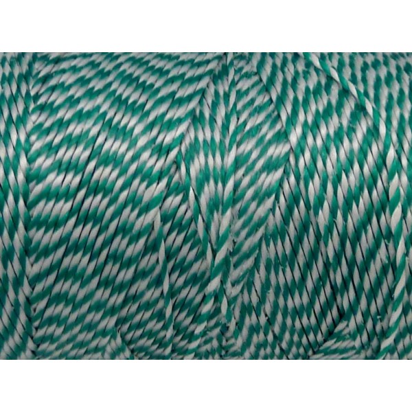 5m Fil Polyester Ciré 0,8mm Bicolore Vert Et Blanc - Photo n°1