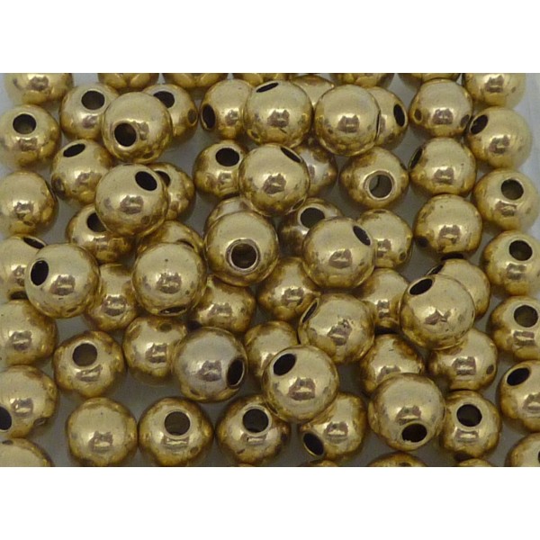 20 Perles Ronde Lisse 6mm En Métal Doré Pâle Pour Cordon Cuir 1,5mm - Photo n°3