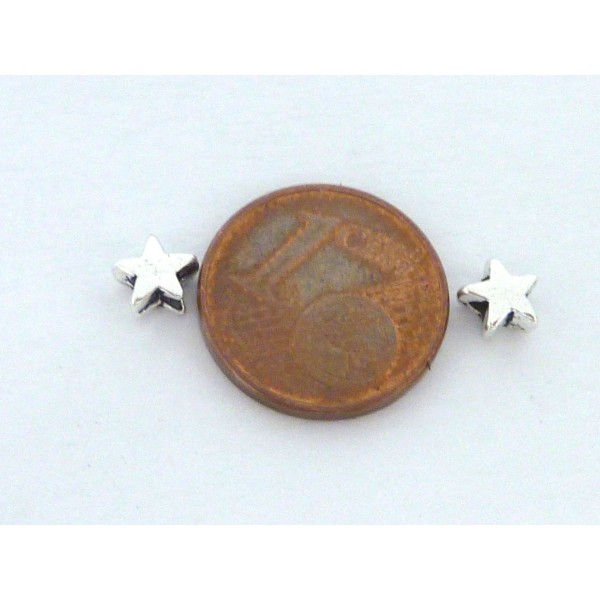 200 Mini Perles Étoiles 5mm En Métal Argenté - Photo n°2
