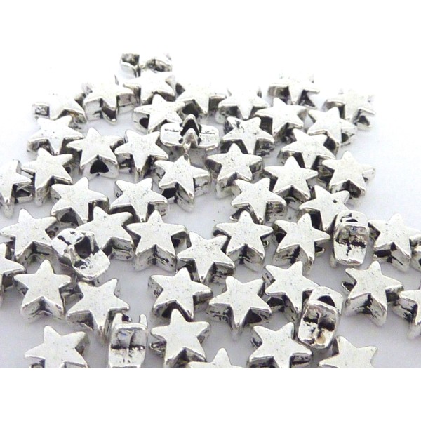 200 Mini Perles Étoiles 5mm En Métal Argenté - Photo n°3