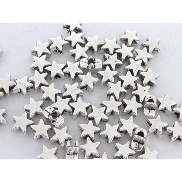 200 Mini Perles Étoiles 5mm En Métal Argenté - Photo n°5