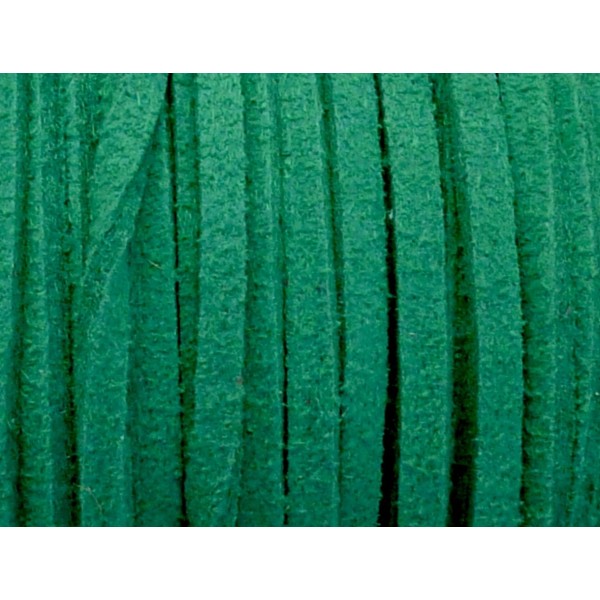 5m Cordon Plat Daim Synthétique 2,5mm De Couleur Vert - Photo n°1