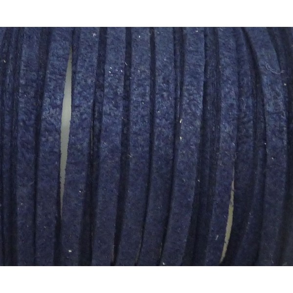 5m Cordon Plat Daim Synthétique 2,5mm De Couleur Bleu Marine - Photo n°1