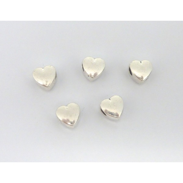 R-20 Perles Coeur 11,3mm En Métal Argenté, À Gros Trou 4,4mm - Photo n°5